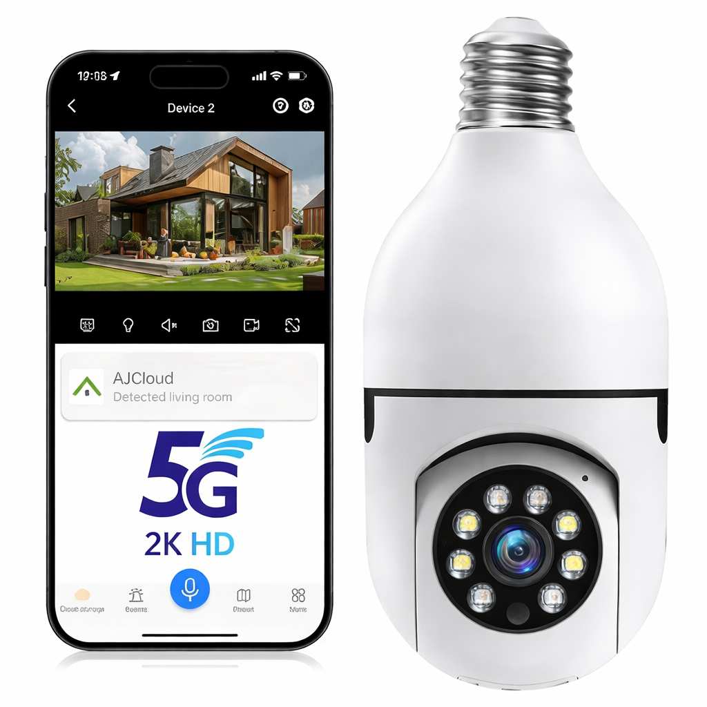 360° WiFi Kamera Sijalica 2K – Smart Security Kamera sa Noćnim Snimanjem, Detekcijom Pokreta i Alexa Podrškom