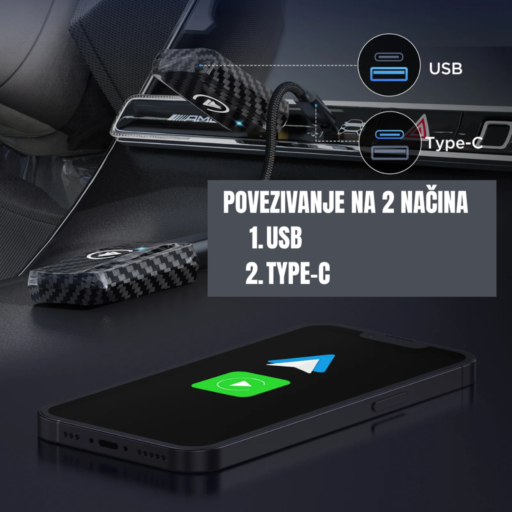 Bežični adapter za Apple CarPlay i Android Auto