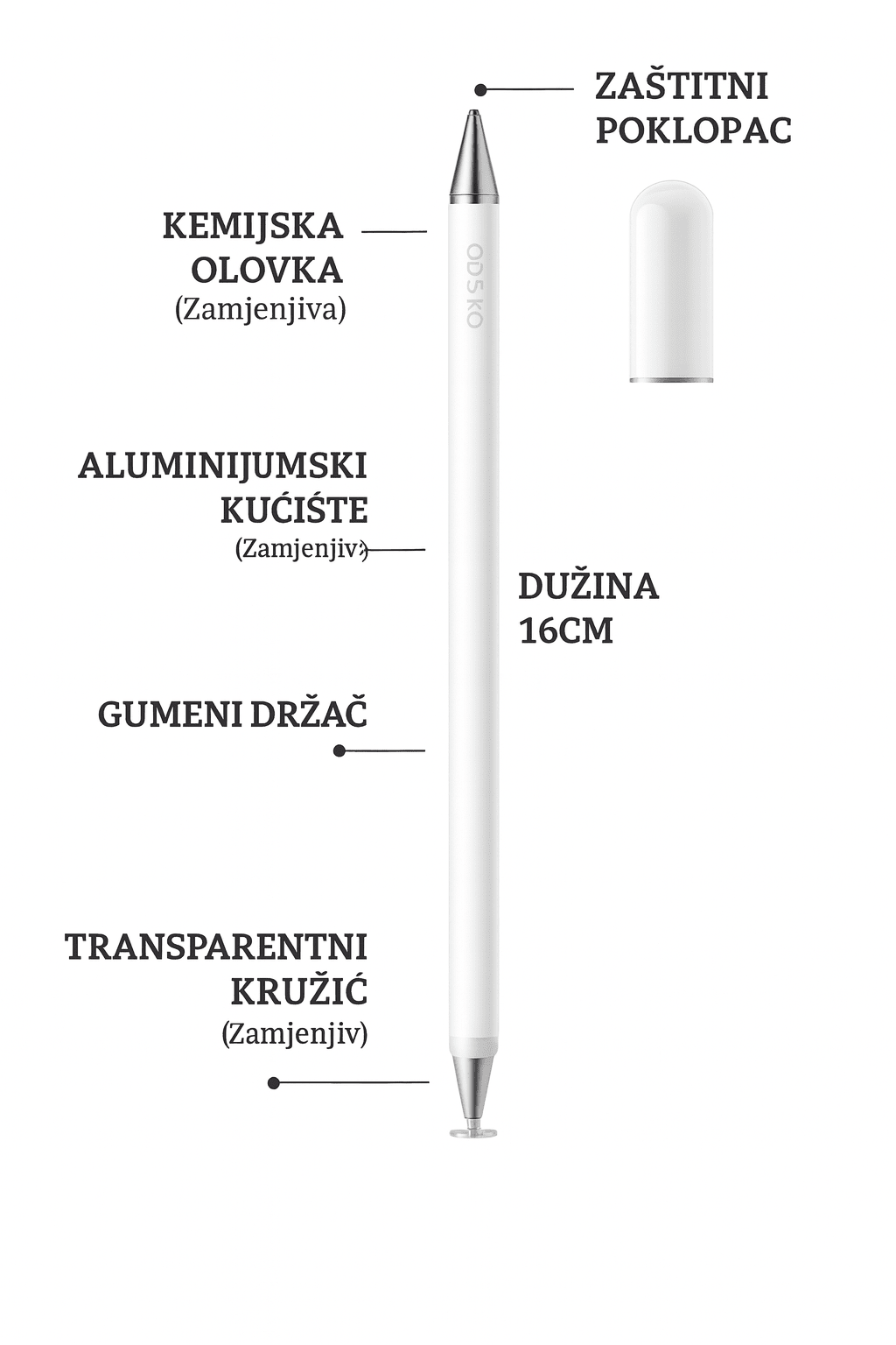 2u1 Olovka za sve Telefone - Bela - Topopusti