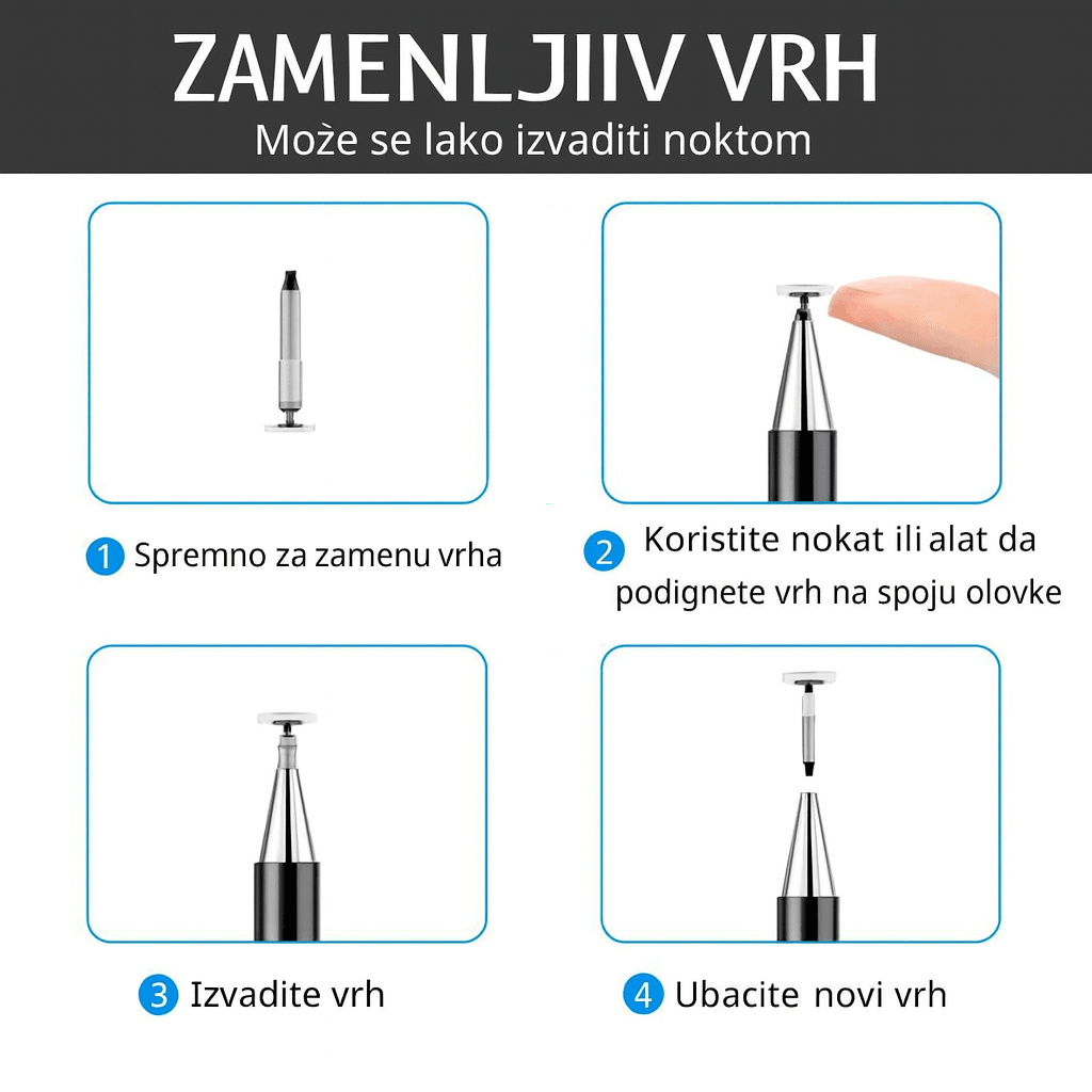 2u1 Olovka za sve Telefone - Bela - Topopusti