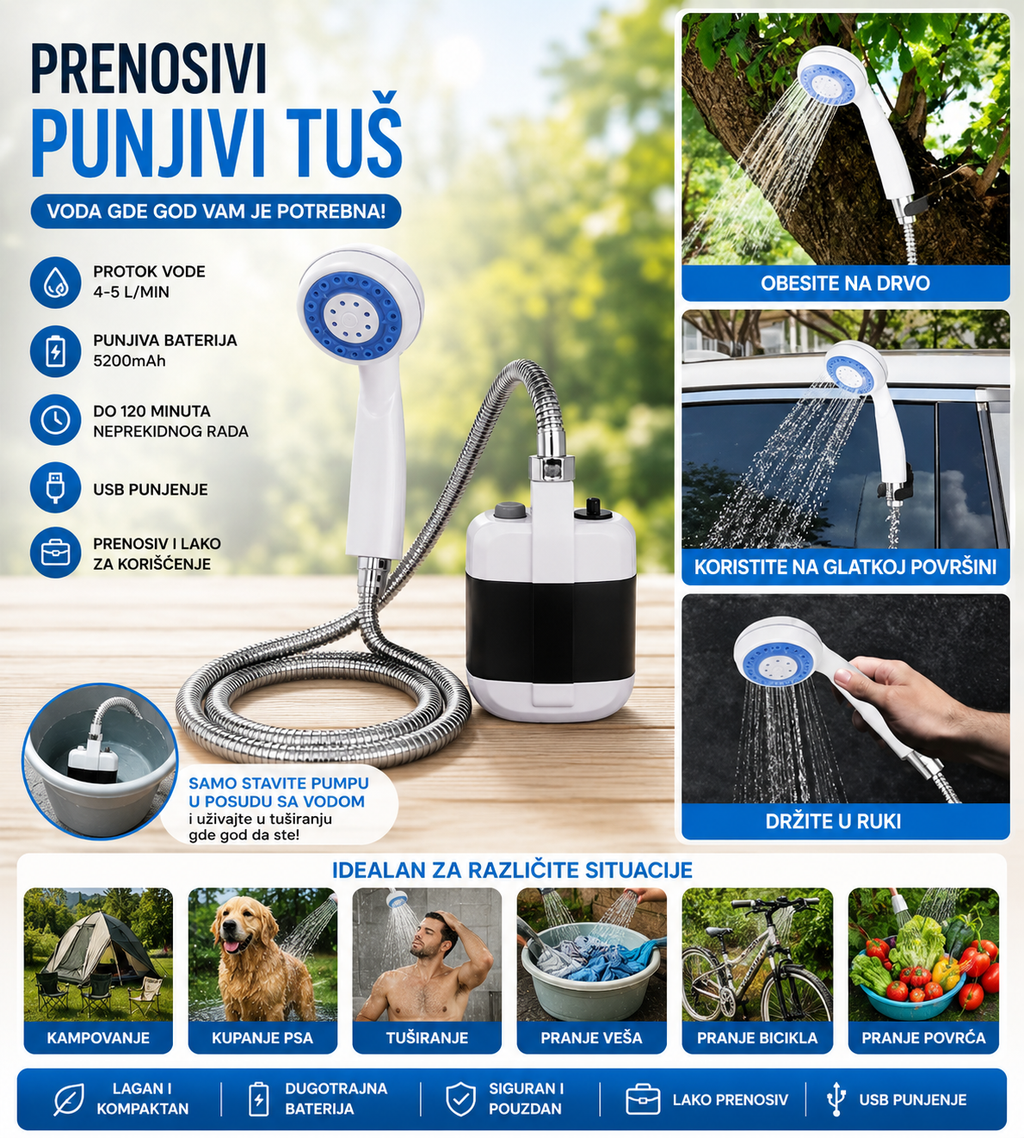 Prenosivi Tuš za Kampovanje