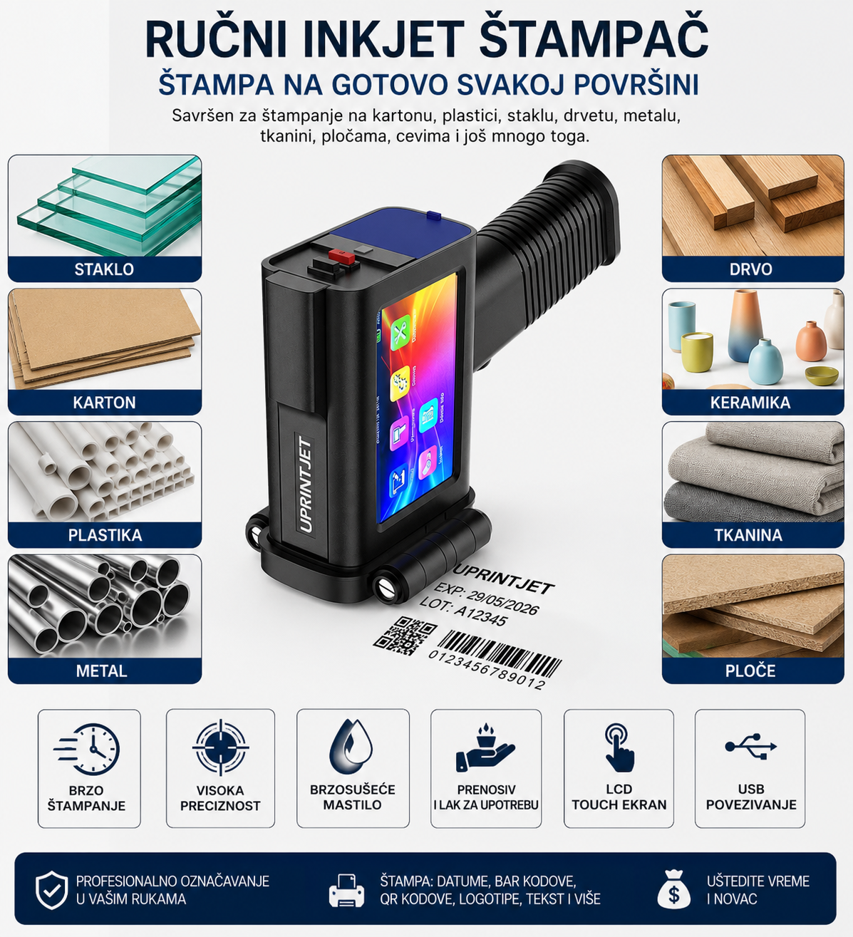 Profesionalni Ručni Inkjet Štampač