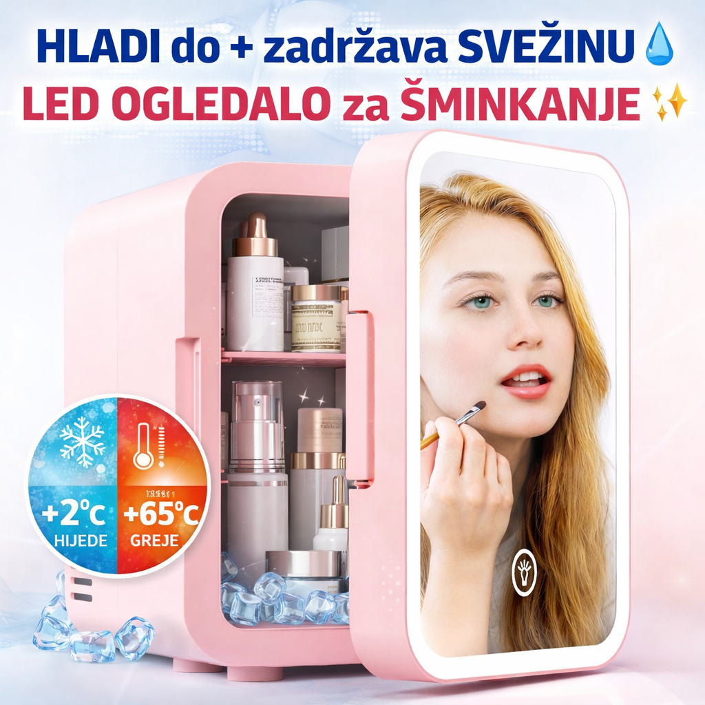 Mini Frižider za Kozmetiku sa LED Ogledalom - (5L)