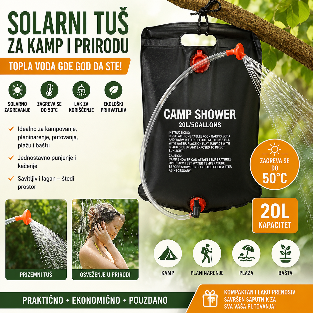 Solarni Kamp Tuš 20L