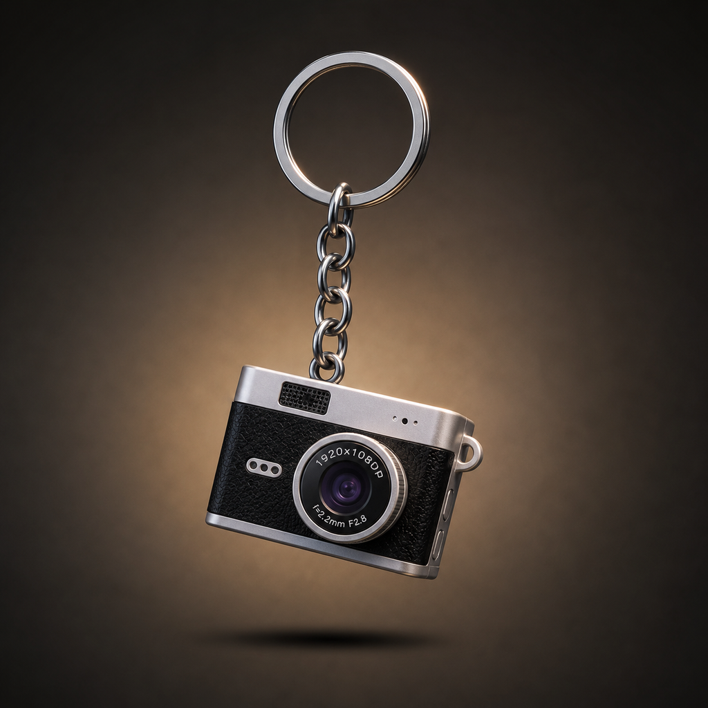 Mini Retro Kamera Privezak - Crni
