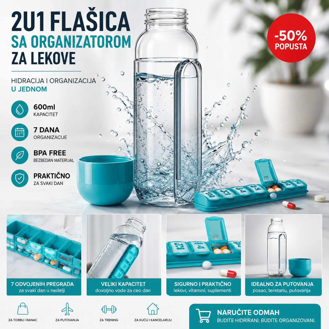 Flašica sa Organizatorom za Lekove 2u1 - Topopusti