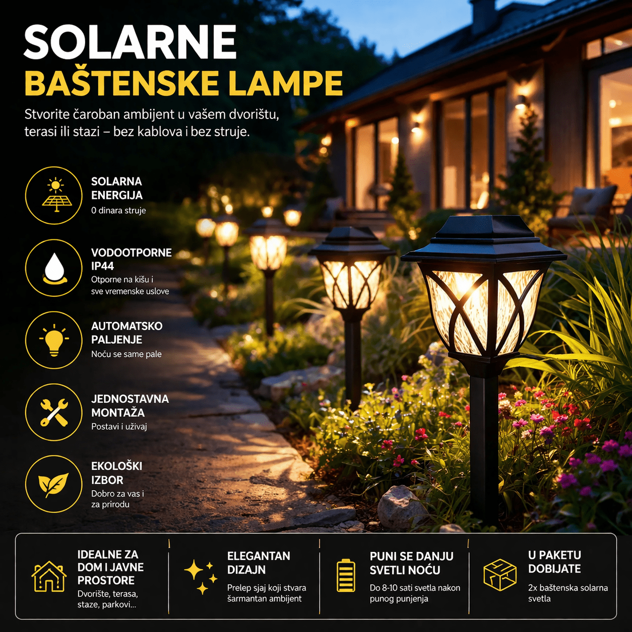 LED Solarna baštenska svetla IP44, Leural (6 kom) - Topopusti
