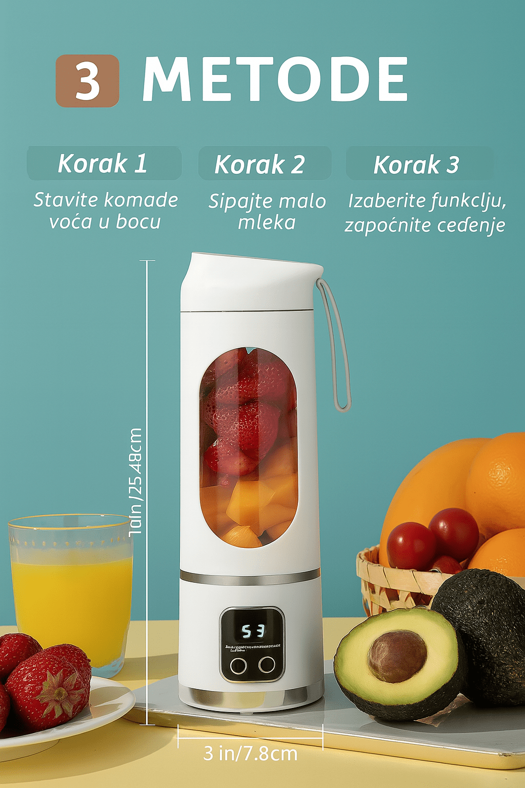 Prenosivi Blender sa LED Ekranom – 450ml | Smoothie u Pokretu - Topopusti