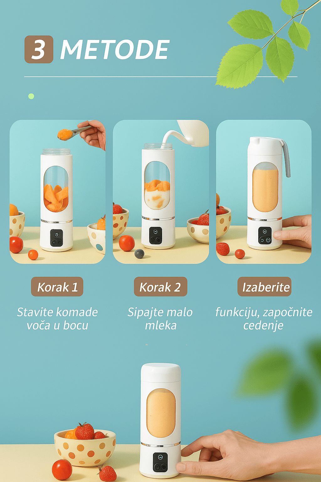 Prenosivi Blender sa LED Ekranom – 450ml | Smoothie u Pokretu - Topopusti
