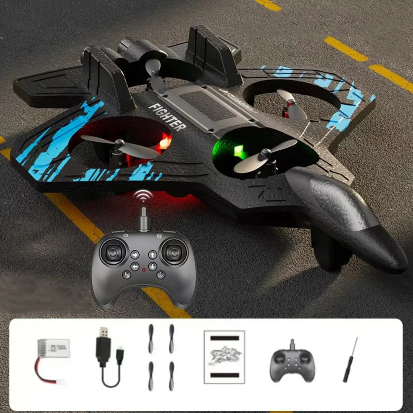 ✈️ RC borbeni avion – dron na daljinski sa LED svetlima - Topopusti