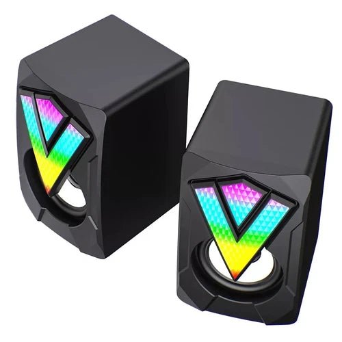 RGB Gaming Zvučnici za PC – Stereo 2x3W Mini Desktop Zvučnici sa LED Osvetljenjem za Kompjuter i Laptop - Topopusti