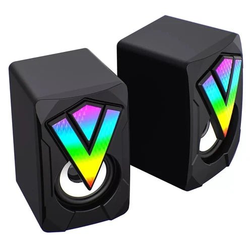 RGB Gaming Zvučnici za PC – Stereo 2x3W Mini Desktop Zvučnici sa LED Osvetljenjem za Kompjuter i Laptop - Topopusti