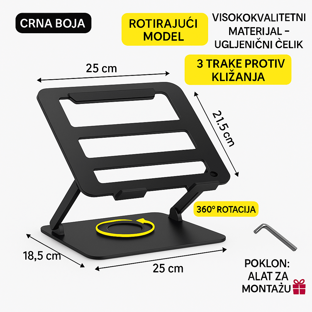 Rotirajući Držač Laptopa- Crna - Topopusti