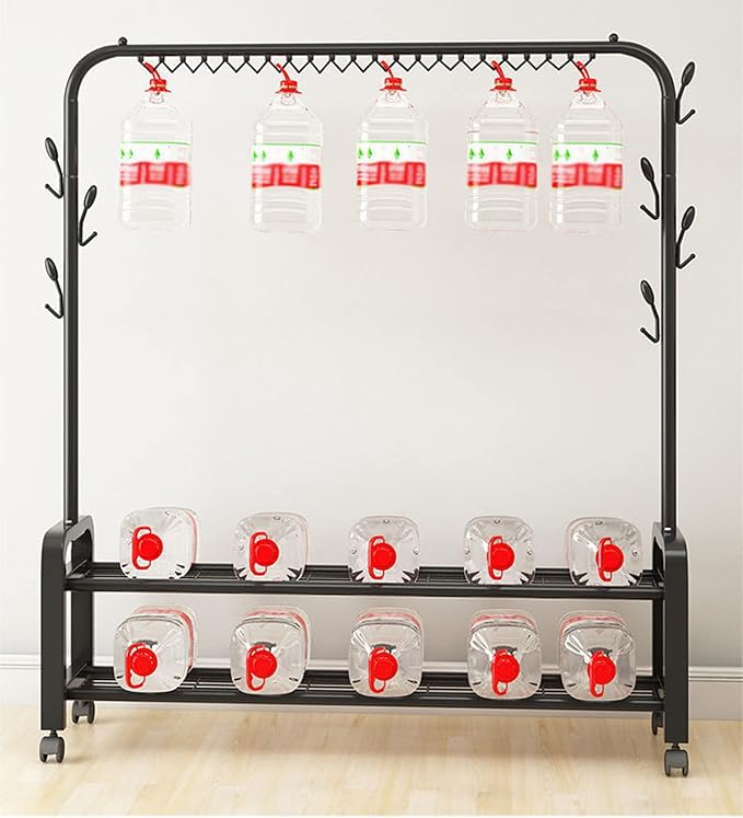 Samostojeći Stalak za Odeću sa Policom za Obuću i 7 Kukica – Metalni Organizator za Garderobu - Topopusti