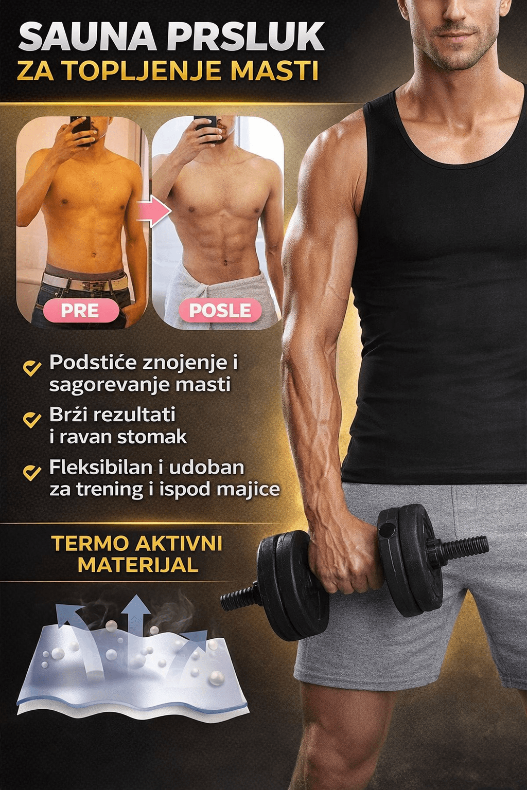 Sauna Prsluk za Topljenje masti- Muški - Topopusti
