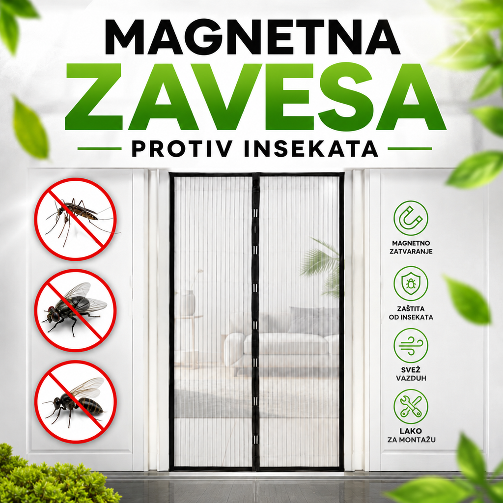 Magnetna zavesa protiv insekata - Crna ili bela