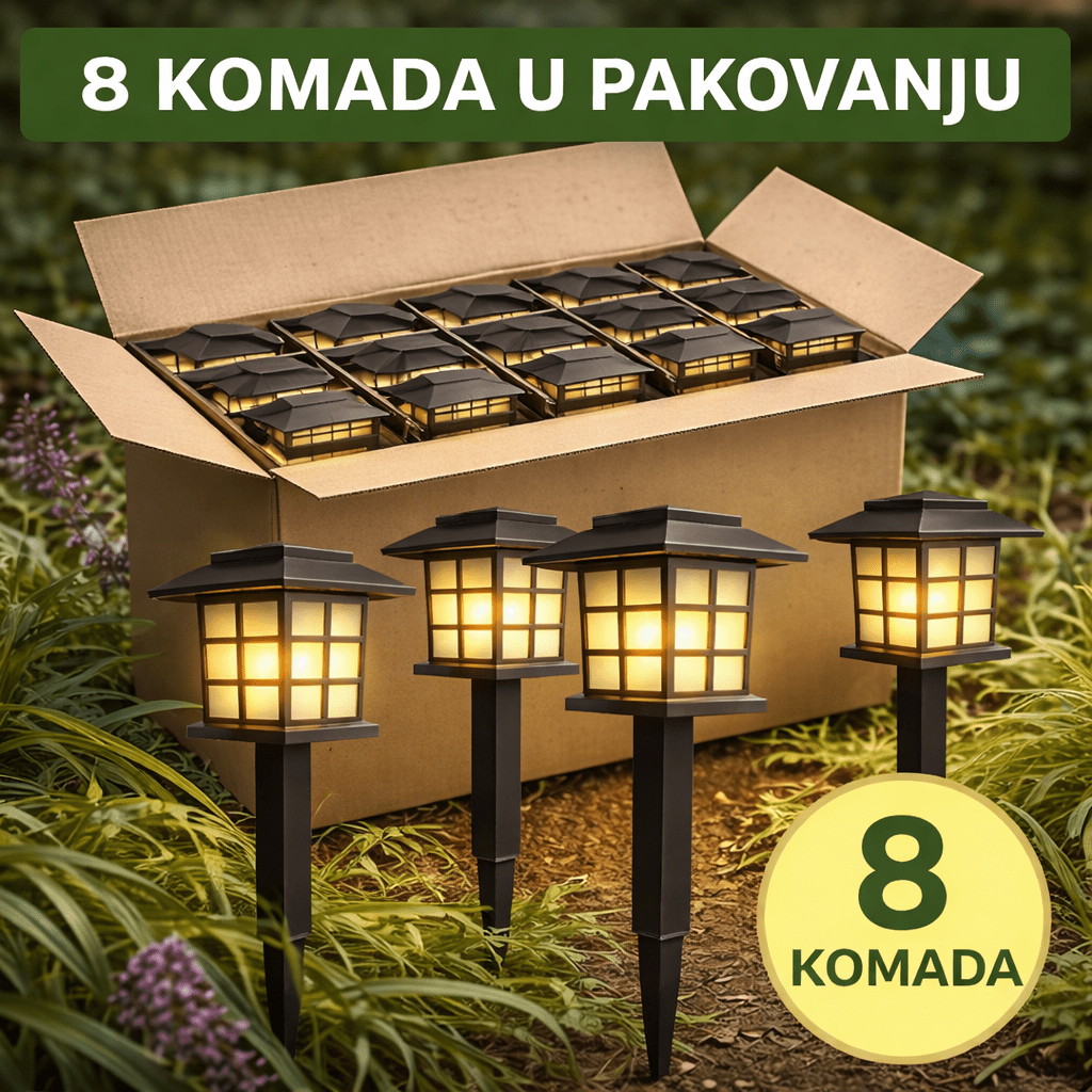 🌞 Solarna baštenska LED lampa – automatsko osvetljenje dvorišta (8 komada u pakovanju) - Topopusti