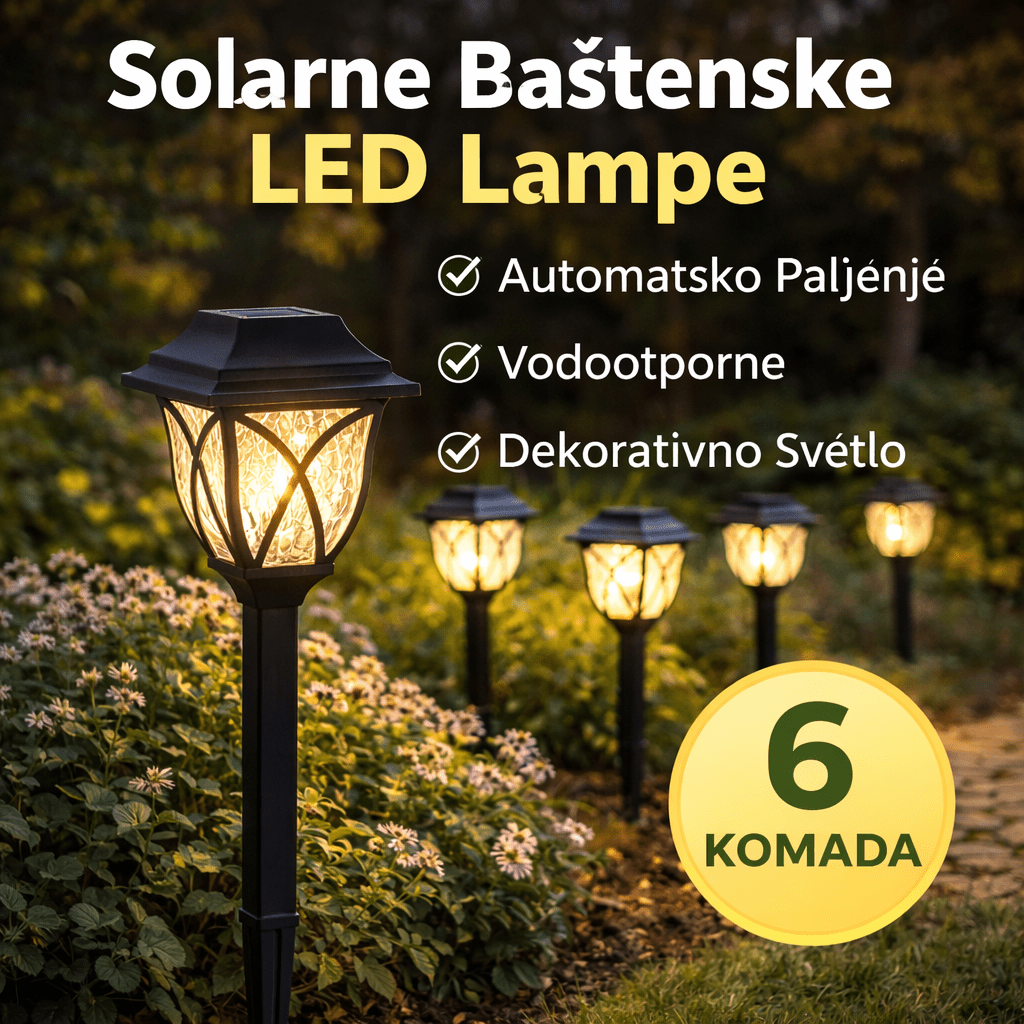 🌞 Solarna baštenska LED lampa – dekorativno osvetljenje dvorišta (6 komada u pakovanju) - Topopusti