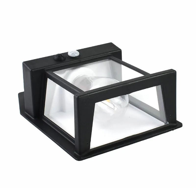 Solarna LED Zidna Lampa – Fenjer sa Senzorom Pokreta i Sijalicom | Spoljna Solar Lampica za Dvorište, Terasu i Fasadu - Topopusti
