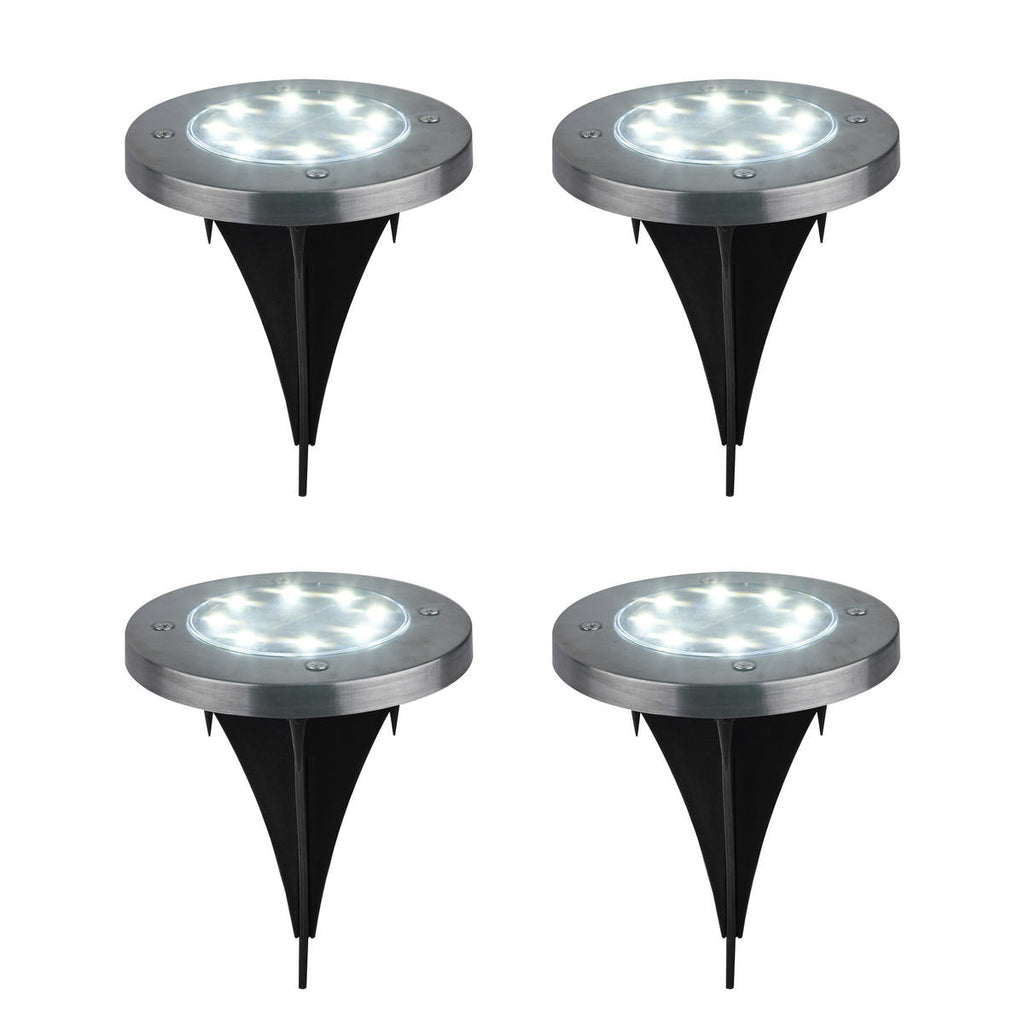 Solarne LED Disk Lampe za Dvorište – Ubodne Baštenske Lampe sa Senzorom Svetla (Set 4 Komada) - Topopusti