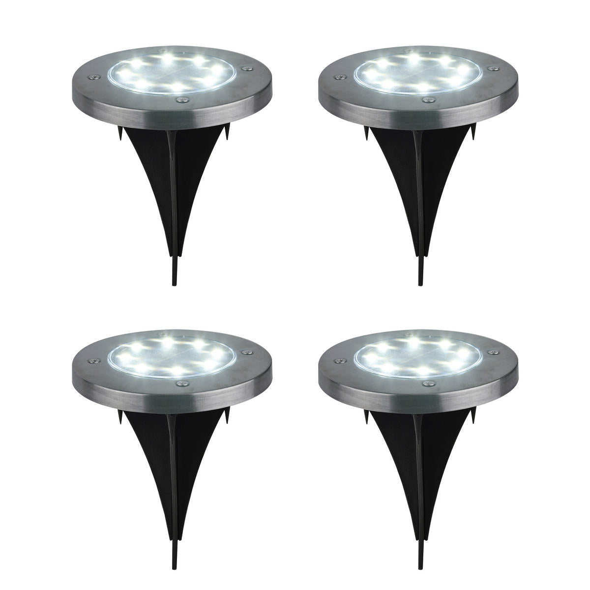 Solarne LED Disk Lampe za Dvorište – Ubodne Baštenske Lampe sa Senzorom Svetla (Set 4 Komada) - Topopusti