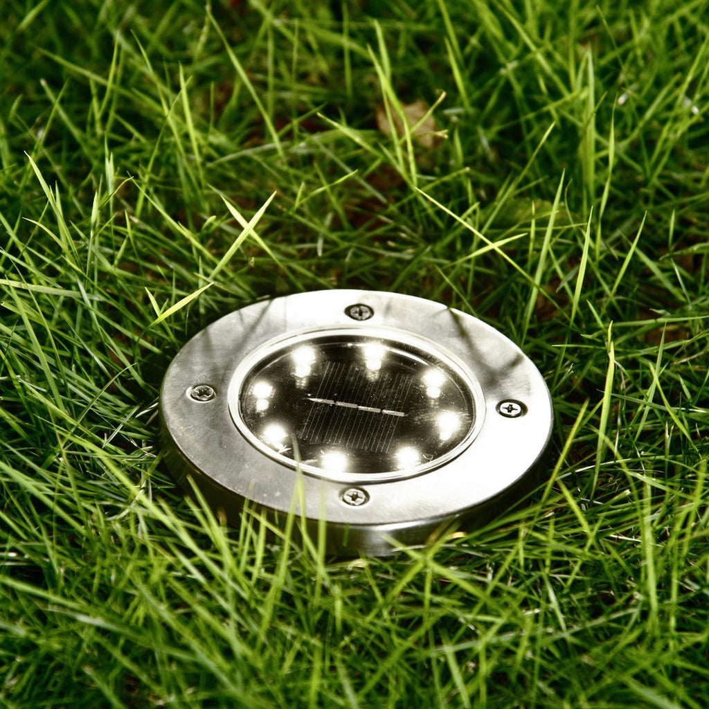 Solarne LED Disk Lampe za Dvorište – Ubodne Baštenske Lampe sa Senzorom Svetla (Set 4 Komada) - Topopusti