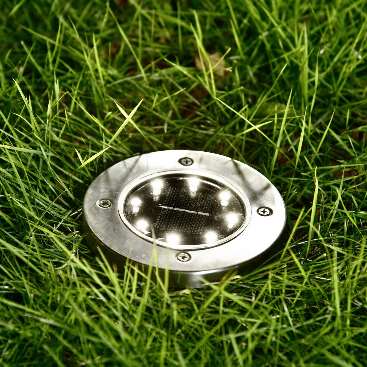 Solarne LED Disk Lampe za Dvorište – Ubodne Baštenske Lampe sa Senzorom Svetla (Set 4 Komada) - Topopusti