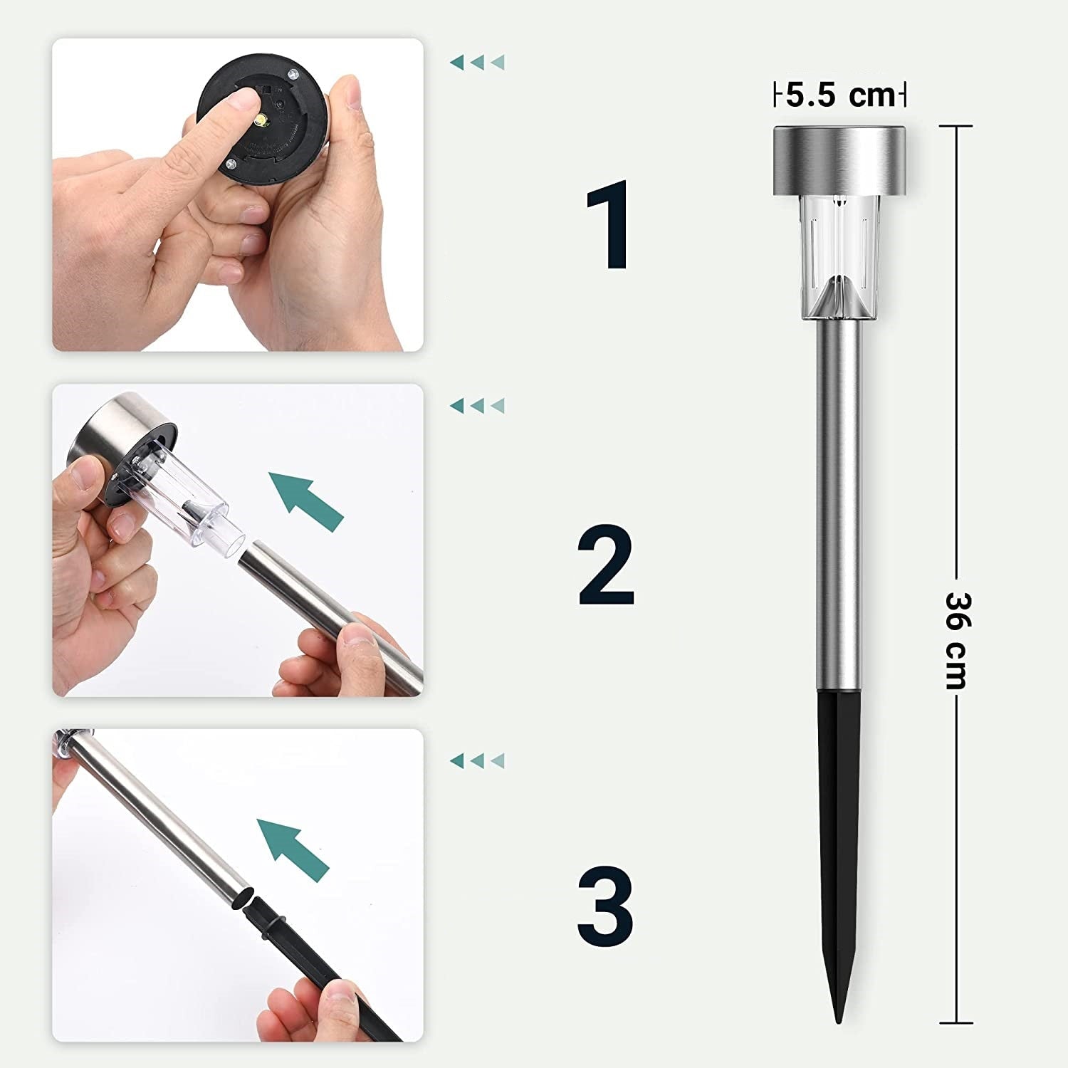 Solarne LED Lampe za Dvorište – Set od 10 Komada sa Senzorom Dan - Noć, Vodootporne Baštenske Lampe - Topopusti