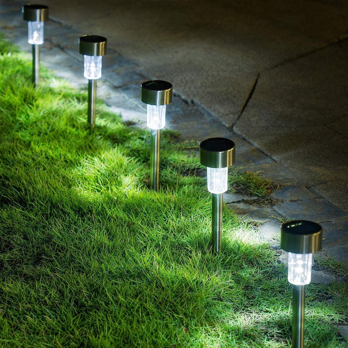 Solarne LED Lampe za Dvorište – Set od 10 Komada sa Senzorom Dan - Noć, Vodootporne Baštenske Lampe - Topopusti
