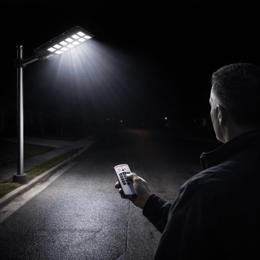 Solarni LED reflektor sa daljinskim upravljanjem + Metalna Šipka - Topopusti