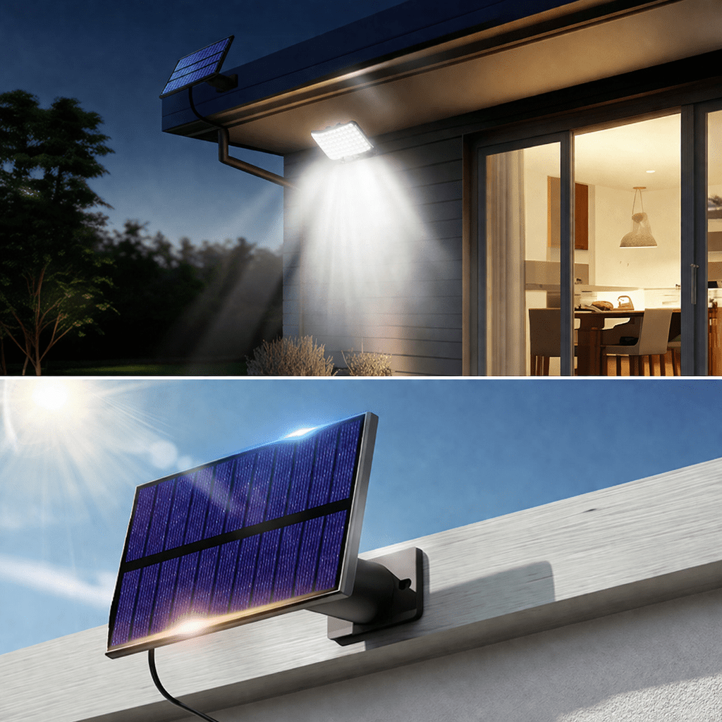 Solarni LED Reflektor sa Senzorom Pokreta i Odvojenim Panelom – IP65 Vodootporna Lampa za Dvorište, Fasadu i Garažu - Topopusti