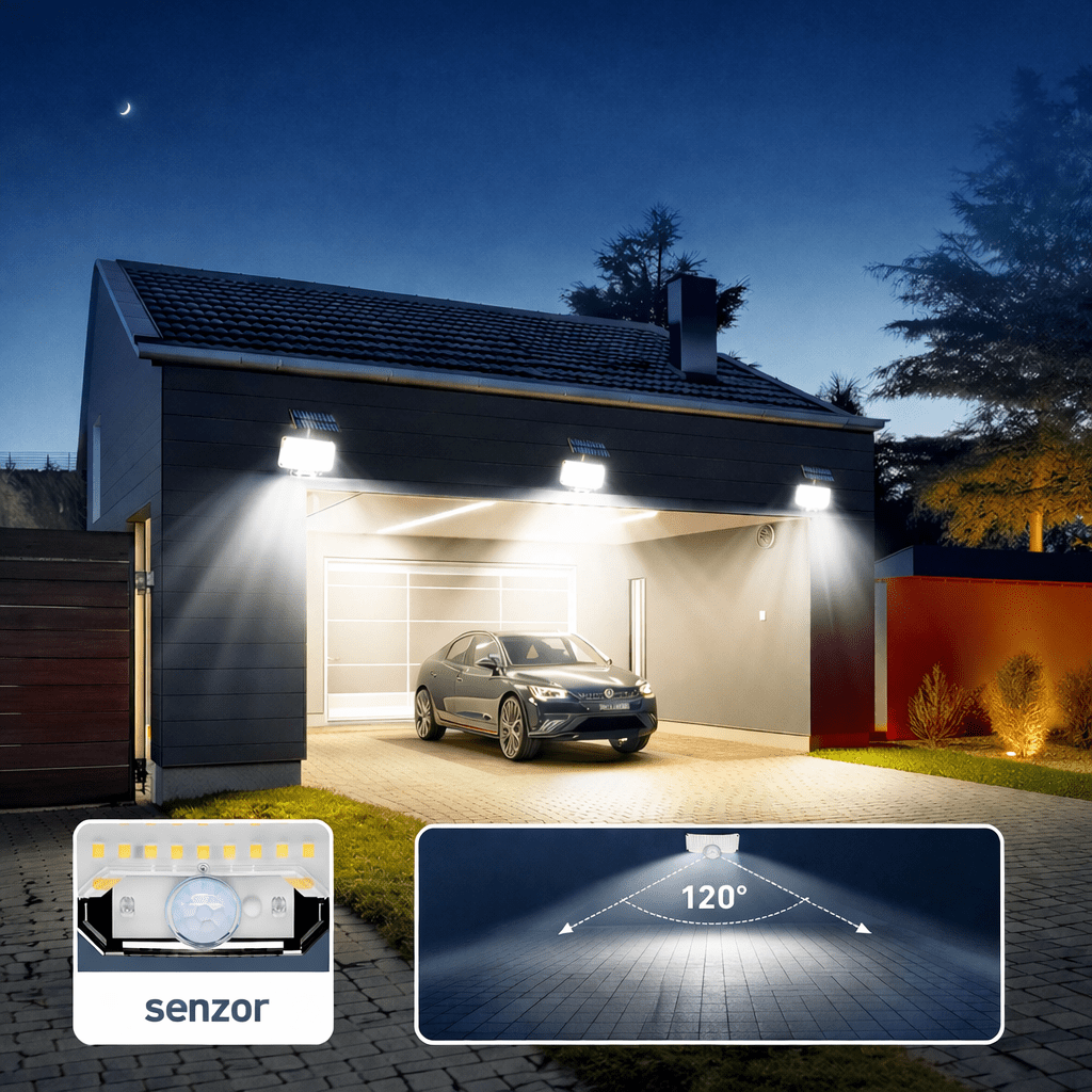 Solarni LED Reflektor sa Senzorom Pokreta i Odvojenim Panelom – IP65 Vodootporna Lampa za Dvorište, Fasadu i Garažu - Topopusti