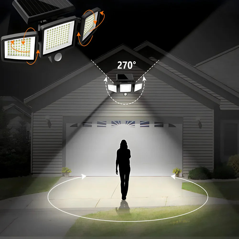 Trostrani solarni LED reflektor, Solarni LED reflektor 15W DMD sa senzorom