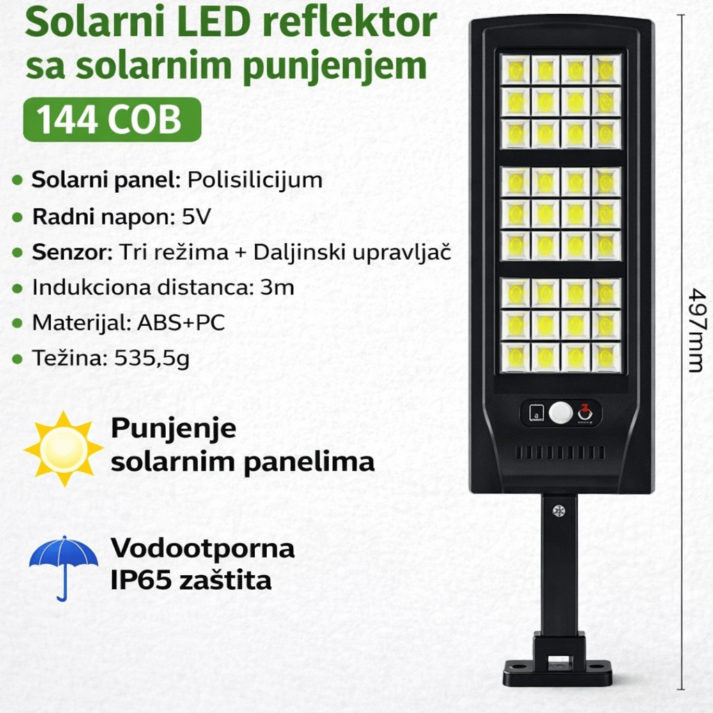 Ulični Solarni Projektor Lampa 8000Lumena - Topopusti